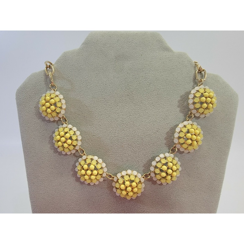 Vintage Style Retro Fashion Statement Necklace Yellow Enamel Jewelry‎ 1950's EUC
